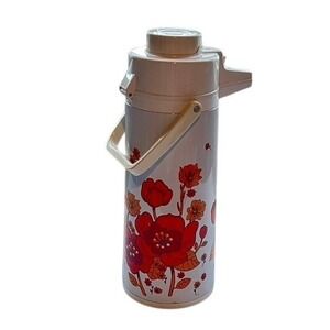 Vintage 70's Yacht Thermal Air Pump Pot Floral Thermos Beverage Dispenser